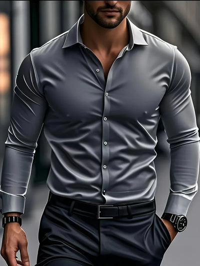 Zavelli™ - Elegante camicia a maniche lunghe con bottoni