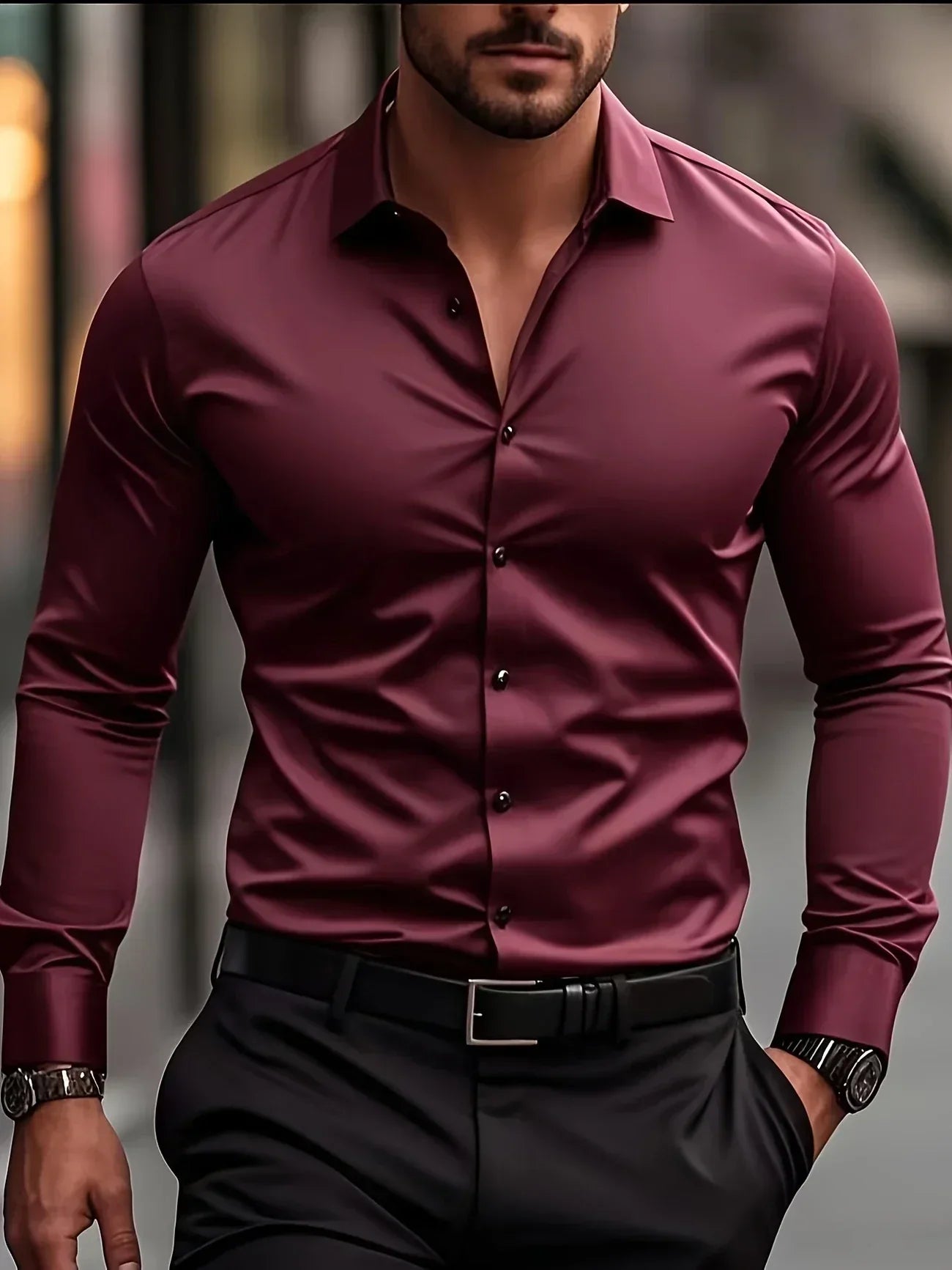 Zavelli™ - Elegante camicia a maniche lunghe con bottoni