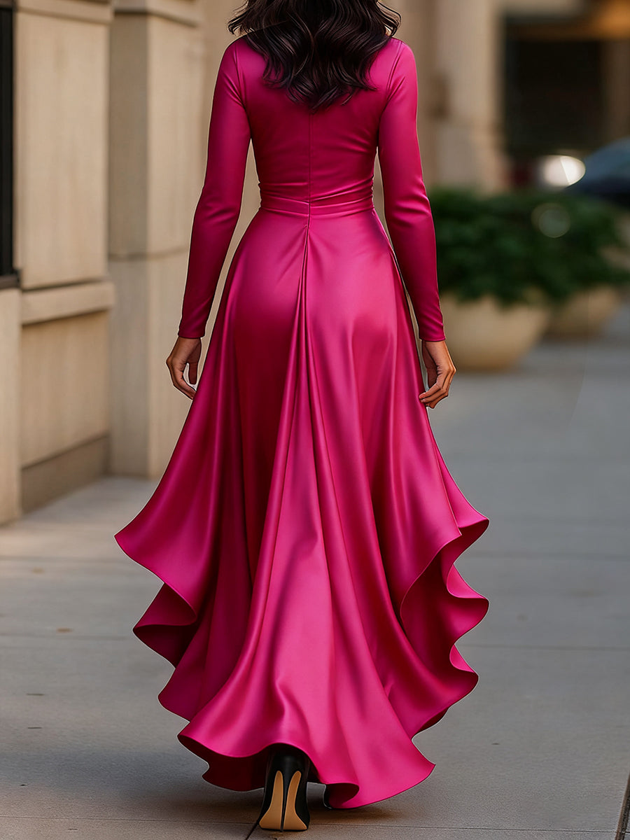 Zavelli™ | Abito Lungo Elegante in Raso