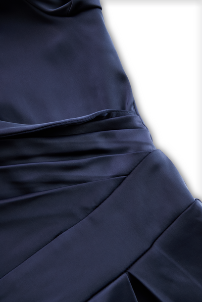 Zavelli™ | Abito Midi in Satin Ispirato al Vintage con Collo Drappeggiato