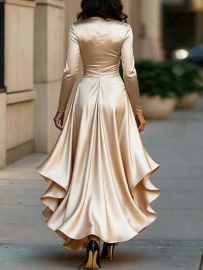 Zavelli™ | Abito Lungo Elegante in Raso