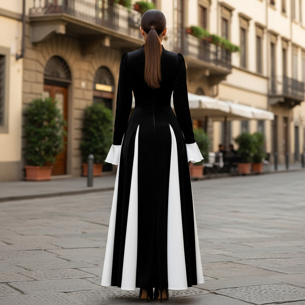 Zavelli™ | Abito lungo bicolore elegante