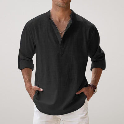 Zavelli™ - Camicia Henley in cotone effetto lino