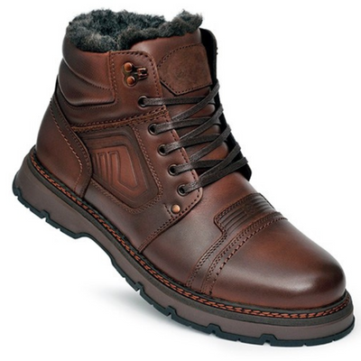 Botas de invierno para hombre de cuero auténtico marrón