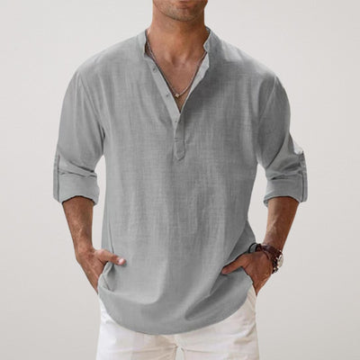 Zavelli™ - Camicia Henley in cotone effetto lino