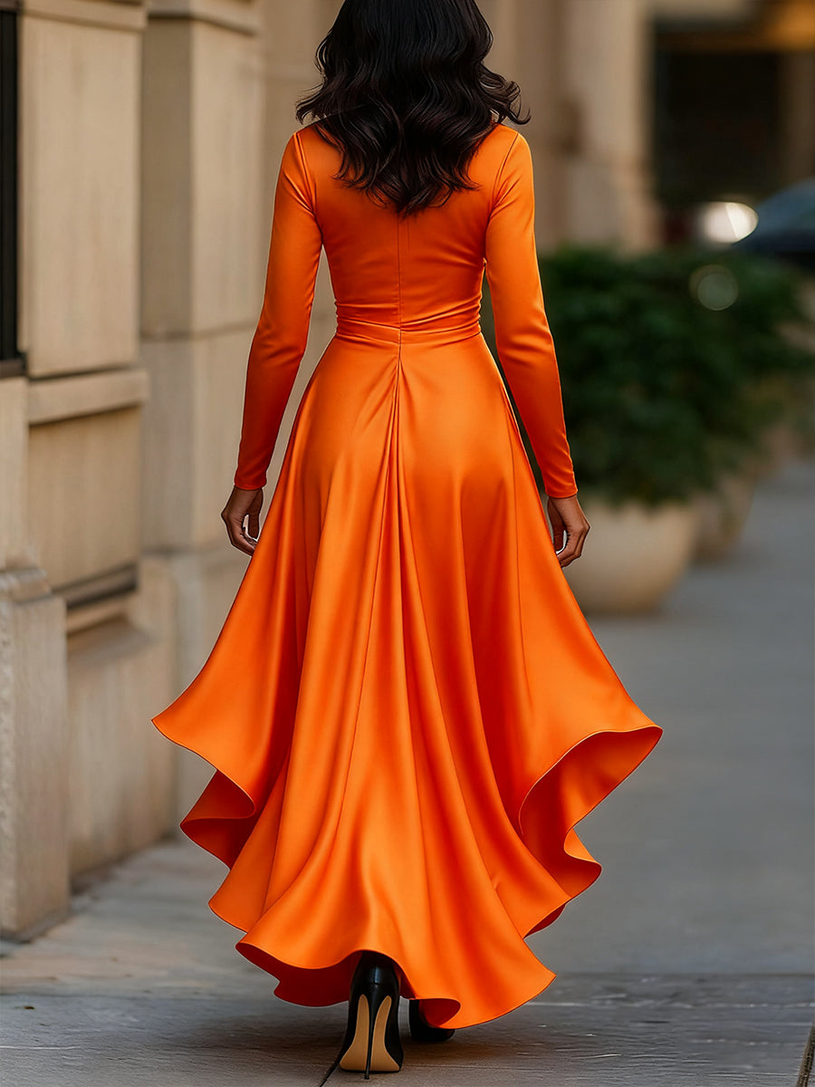 Zavelli™ | Abito Lungo Elegante in Raso