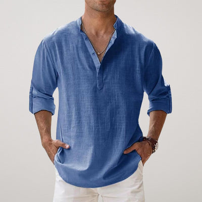Zavelli™ - Camicia Henley in cotone effetto lino