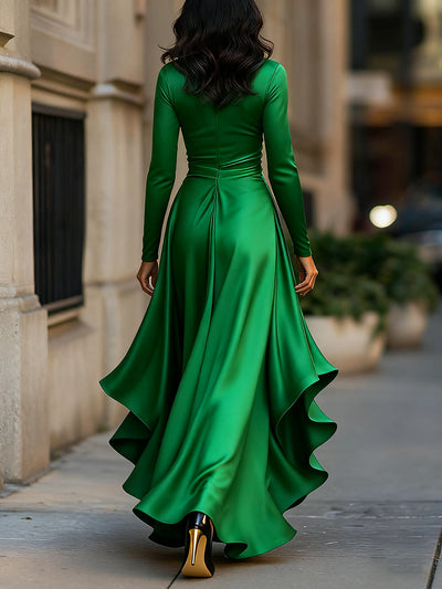 Zavelli™ | Abito Lungo Elegante in Raso