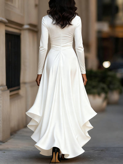 Zavelli™ | Abito Lungo Elegante in Raso