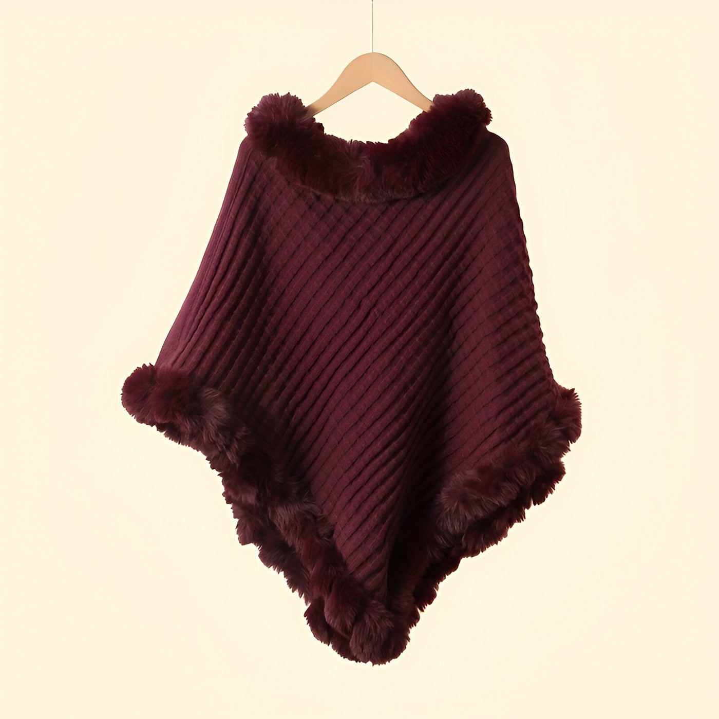 Zavelli™ | Poncho Invernale Elegante con Finitura in Pelliccia