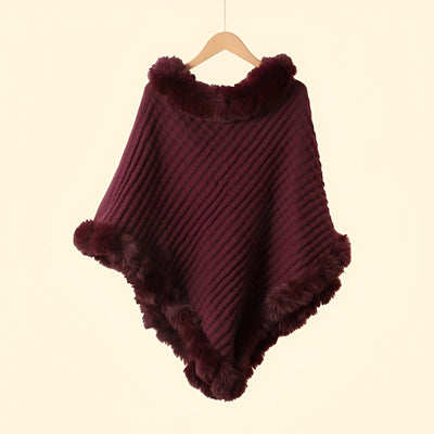 Zavelli™ | Poncho Invernale Elegante con Finitura in Pelliccia