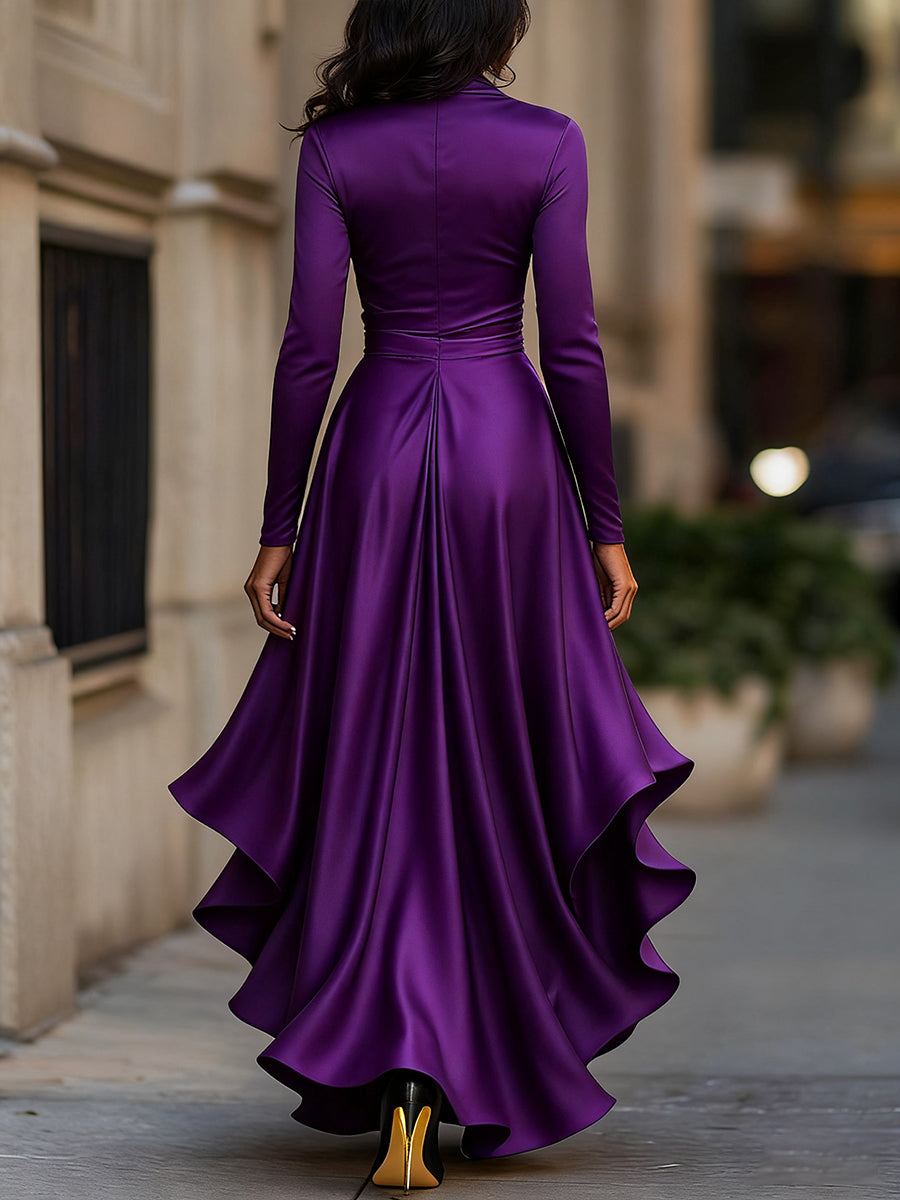 Zavelli™ | Abito Lungo Elegante in Raso