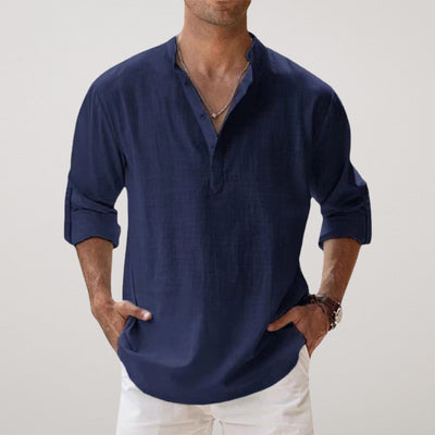 Zavelli™ - Camicia Henley in cotone effetto lino