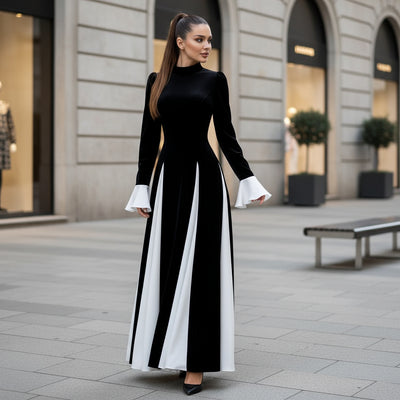 Zavelli™ | Abito lungo bicolore elegante