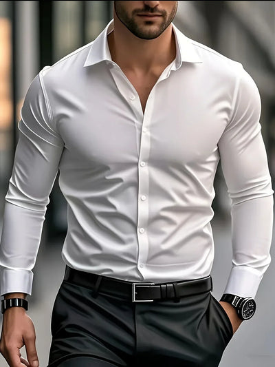 Zavelli™ - Elegante camicia a maniche lunghe con bottoni