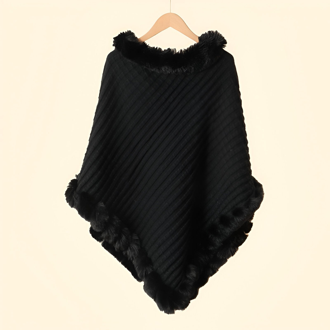 Zavelli™ | Poncho Invernale Elegante con Finitura in Pelliccia