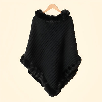 Zavelli™ | Poncho Invernale Elegante con Finitura in Pelliccia