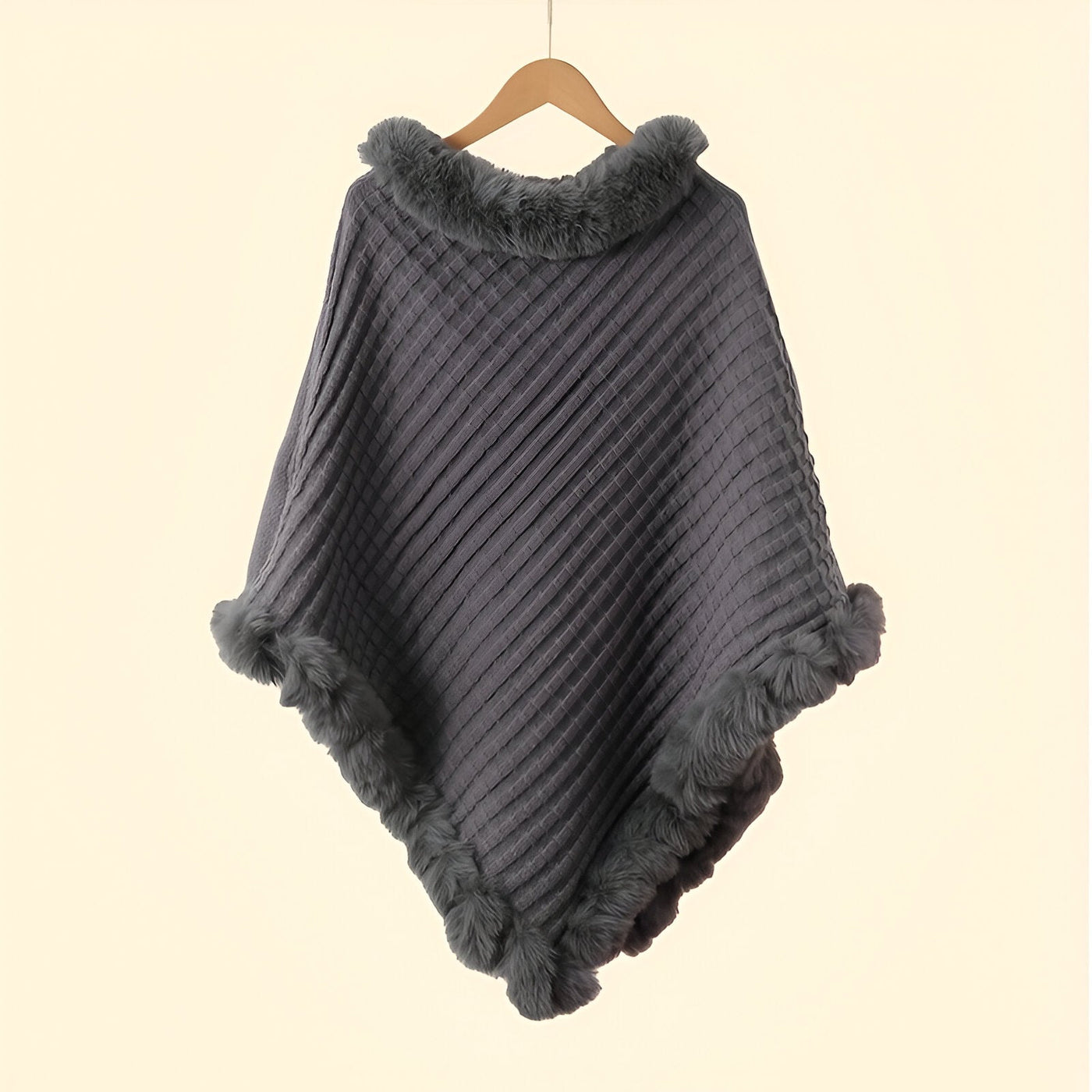 Zavelli™ | Poncho Invernale Elegante con Finitura in Pelliccia