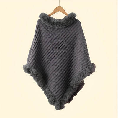 Zavelli™ | Poncho Invernale Elegante con Finitura in Pelliccia