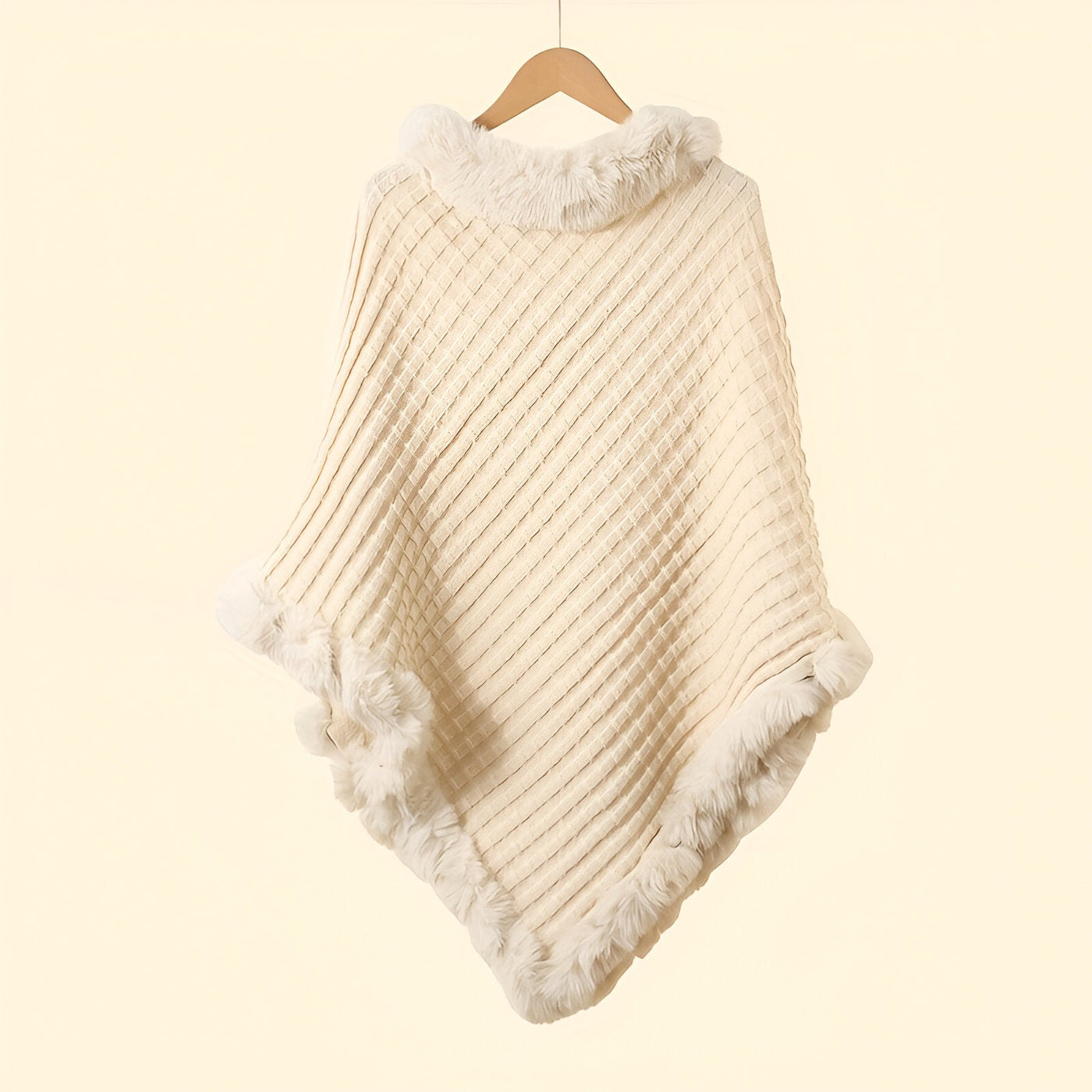 Zavelli™ | Poncho Invernale Elegante con Finitura in Pelliccia