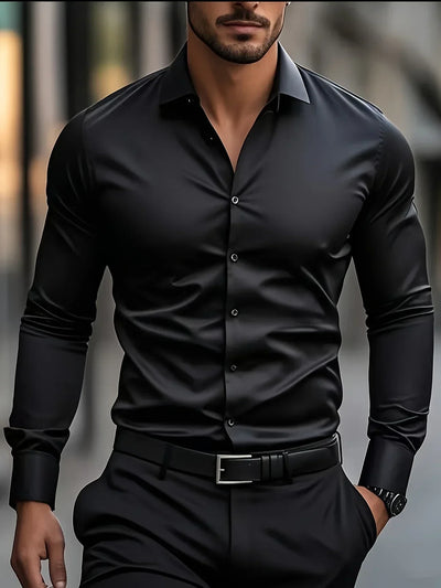 Zavelli™ - Elegante camicia a maniche lunghe con bottoni