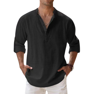 Zavelli™ - Camicia Henley in cotone effetto lino