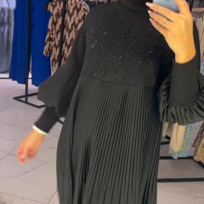 Zavelli™ | Elegante Abito Plissettato con Maniche a Sbuffo